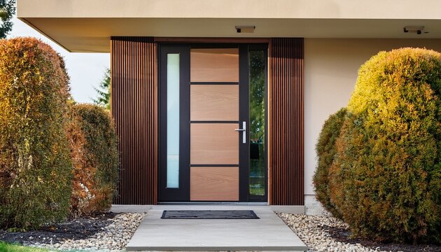 designer entrance door to a country house modern design luxurious exterior