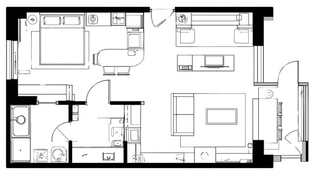Detailed architectural floor plan illustrates the layout of a compact modern dwelling unit
