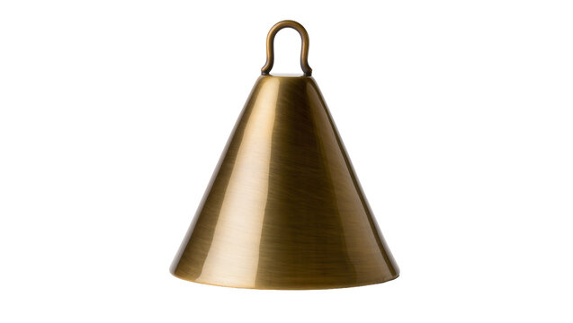 Antique brass cowbell with loop, isolated on transparent background