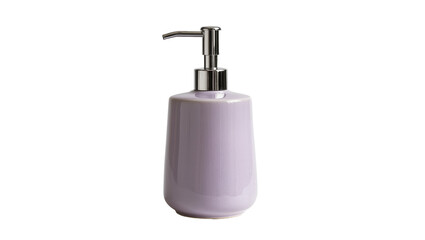Obraz premium Lavender ceramic soap dispenser with chrome pump, isolated on transparent background