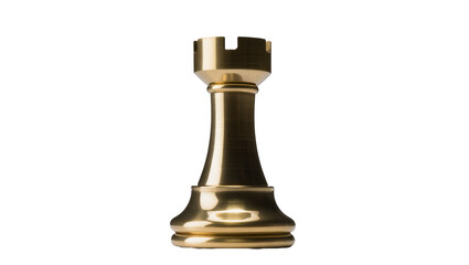 Polished brass chess rook piece, isolated on transparent background © Thomas