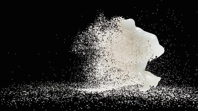Character Milk splash in slow motion. 3D animation of white and brown liquid cream drops splash isolated on brown. Alpha matte included for compositing. 4K bright white and dark design element