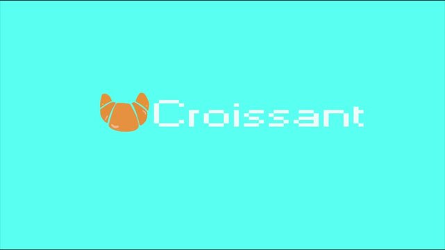 Pixel lettering animation logo with croissant
