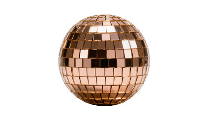 Obraz premium Shiny copper disco ball with mirrored squares, isolated on transparent background