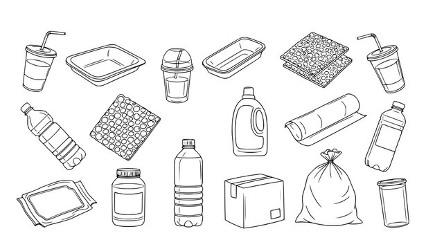 Hand drawn document outline icons collection with file pages checklist and office paperwork sketch vector