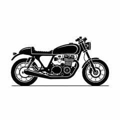 Naklejka premium Classic Cafe Racer Motorcycle Side View Silhouette.