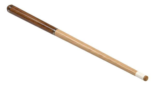 Close-up of single bamboo flute with natural wood texture and smooth finish on white background