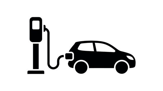Electric Car Charging Station Icon Vector