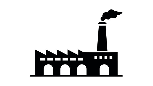 Factory Icon Industrial Building Vector