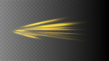 Plakat Yellow glowing light streaks vector with motion blur and energy speed lines isolated on dark background