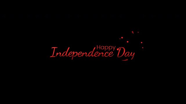 Happy Independence Day Red 3D Text Animation Alpha chanel. 4K
