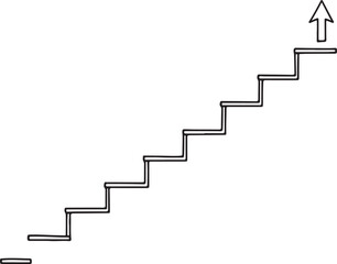 Fototapeta premium Staircase, Stairway, Steps, Arrow, Vector Illustration, Black Line Art, Simple Design, Directional Symbol