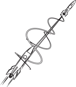 Fishing hook, barbed hook, fishing tackle, vector illustration, black and white