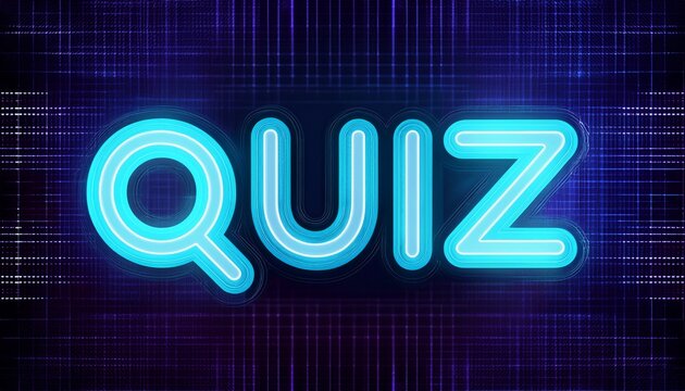 neon quiz sign with digital background