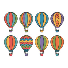 Obraz premium A set of colorful hot air balloons in various patterns and designs