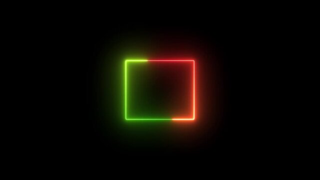 Glowing rectangle border 4k video footage. Neon box footage shape seamless border retro movement.