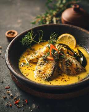 Bengali Hilsa Fish Curry Premium Image