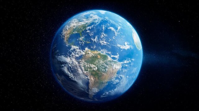 Planet earth view from space with americas and deep cosmos