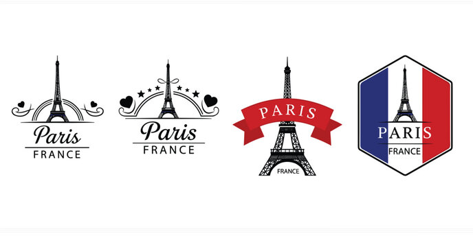 Eiffel Tower Paris Logo Illustration Set for Travel, Tourism, and City Branding Projects