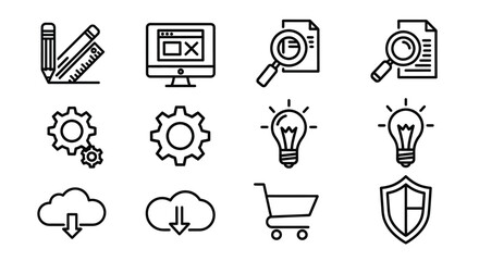 Fototapeta premium Business needs and goals concept icons set Vector