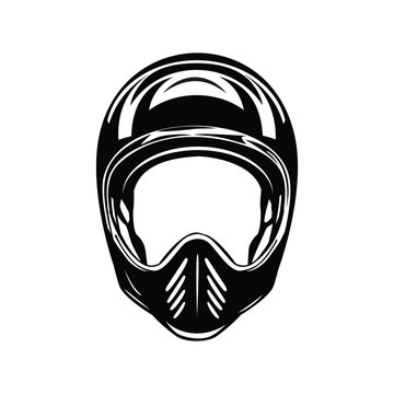 full face helmet vector illustration with protective gear design isolated on white background showing safety equipment concept for sport and riding use