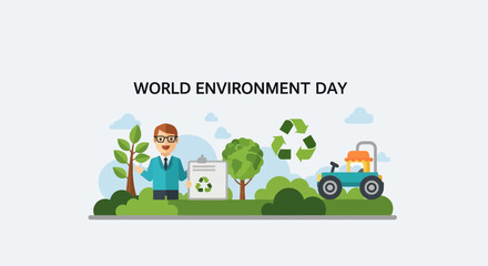 Naklejka premium World Environment Day eco friendly illustration.