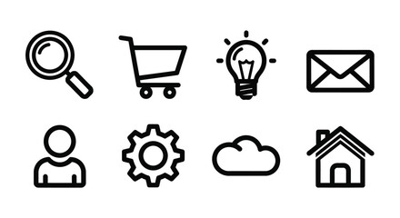 Fototapeta premium Vector icons set of simple objects and symbols Vector