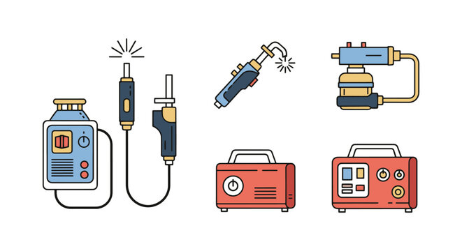 Oxy fuel setup Line art vector modern colorful abstract