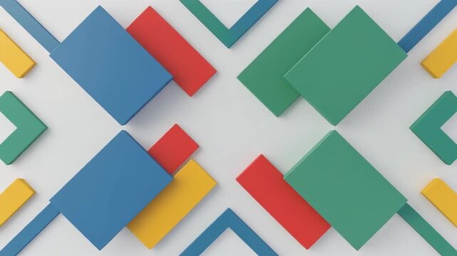 Abstract geometric shapes animation, colorful blocks moving, motion background