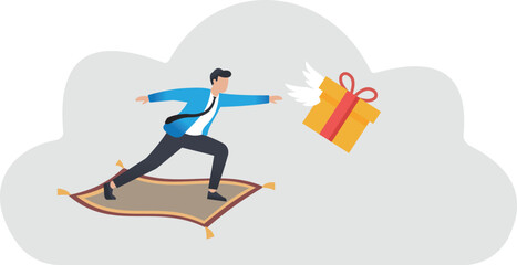 Obraz premium Fast Gift Delivery and Express Reward Service Concept Illustration