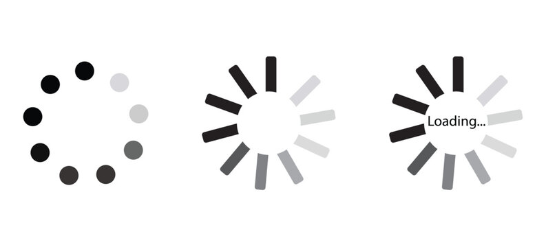 Circular loading icon vector set. UI progress spinner and buffering indicator symbols.