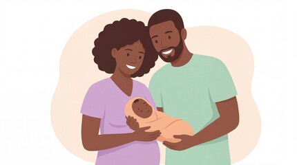 Obraz premium Mother and father holding newborn baby at home