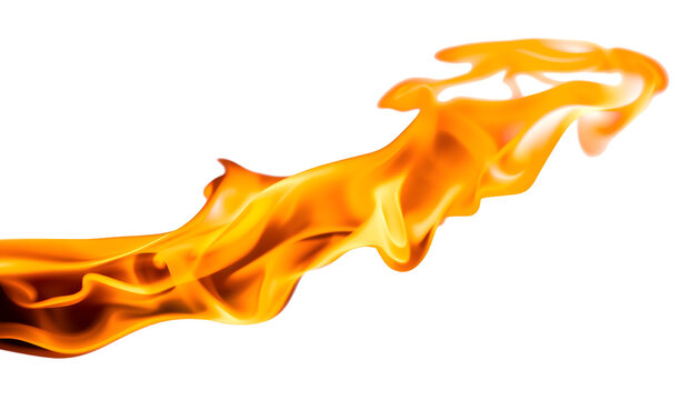 A vibrant orange flame burning on transparent background