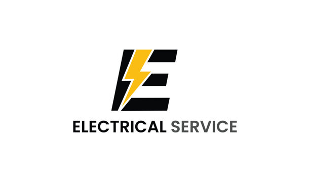 Electrical service logo with lightning bolt and letter e