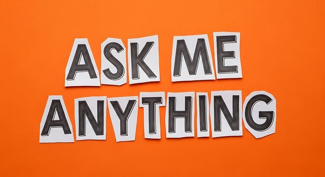 Vintage style ask me anything text design