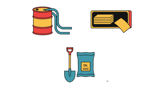 Oil spill kit Line art vector abstract shape design