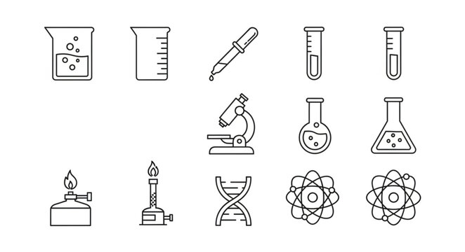 Collection of Hand Drawn Science Icons and Symbols.