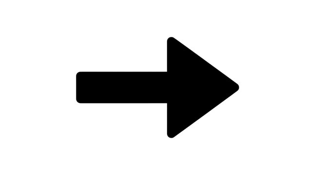 Modern black right pointing arrow icon for web and app design isolated on transparent background