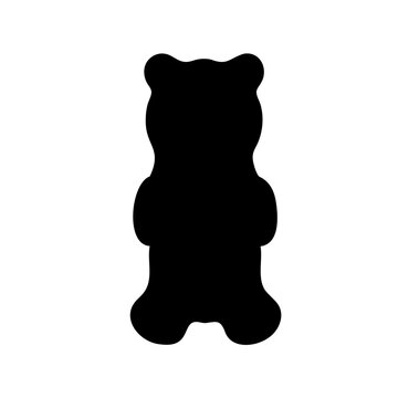 Black gummy bear silhouette, candy icon, vector illustration, food symbol