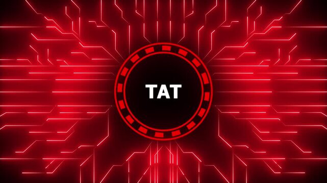 TAT &ndash; Turnaround Time. Digital Data moving on Circuit Board and CPU . Computer Processing and organizing data.4k animation motion graphics video.