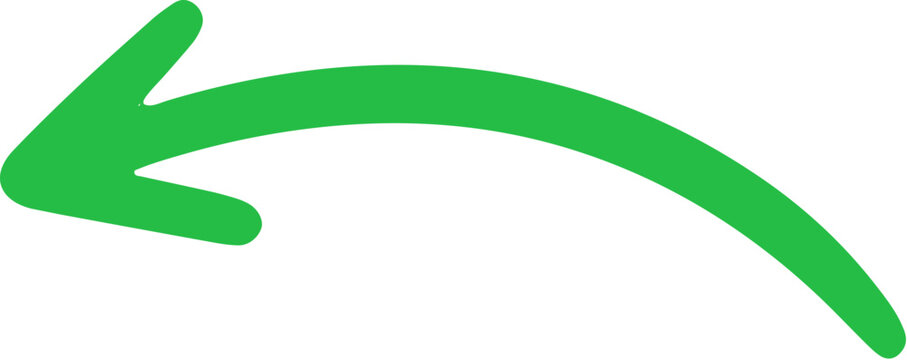 Modern Minimal Hand Drawn Left Curved Arrow Icon &ndash; Colorful Direction Vector