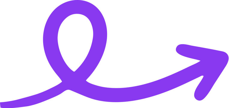 Modern Minimal Hand Drawn Loop Curved Arrow Icon &ndash; Colorful Spiral Direction Vector