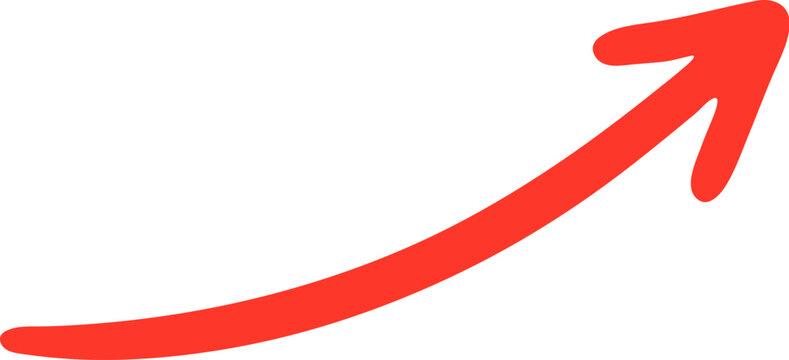 Modern Minimal Hand Drawn Upward Curve Arrow Icon &ndash; Colorful Direction Vector
