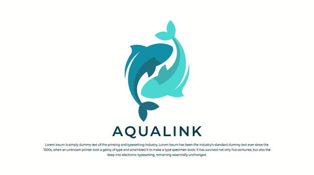 A vibrant logo featuring two dolphins swimming together, symbolizing harmony and connection, ideal for brands related to marine life and water activities.