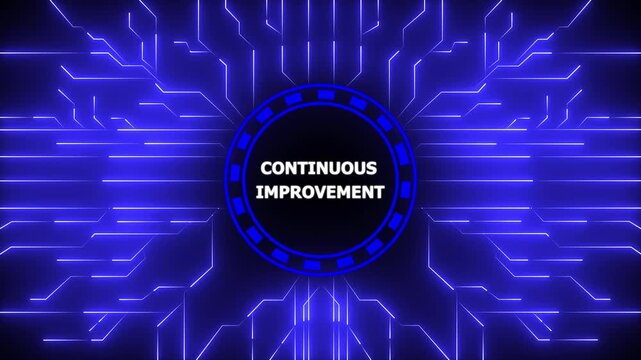 Digital circuitry emphasizing continuous improvement with modern technology concepts,4k animation motion graphics video.