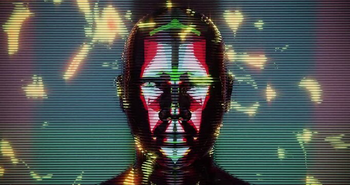 Digital face pulses with neon light loop