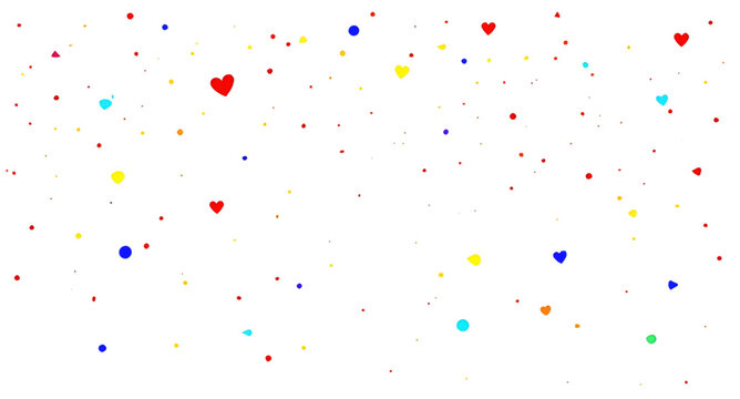 heart confetti background, colorful hearts pattern, love celebration, festive confetti, white background design, romantic pattern, scattered hearts, valentine theme, party decoration, cute background,