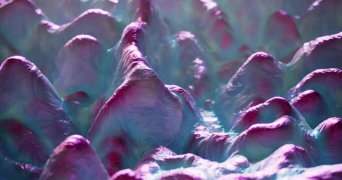 Abstract textured landscape in vivid purple and blue hues loop