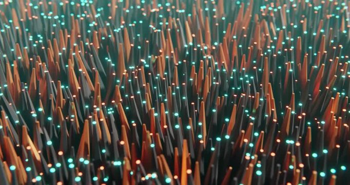 Vibrant, glowing spikes rise from a dark, textured base loop