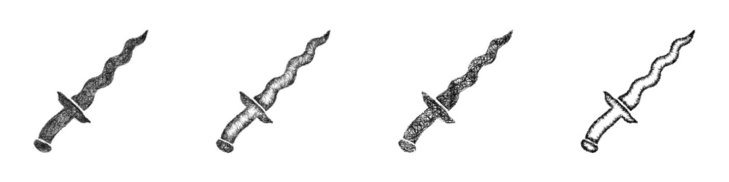 Sketch kris dagger icon design set